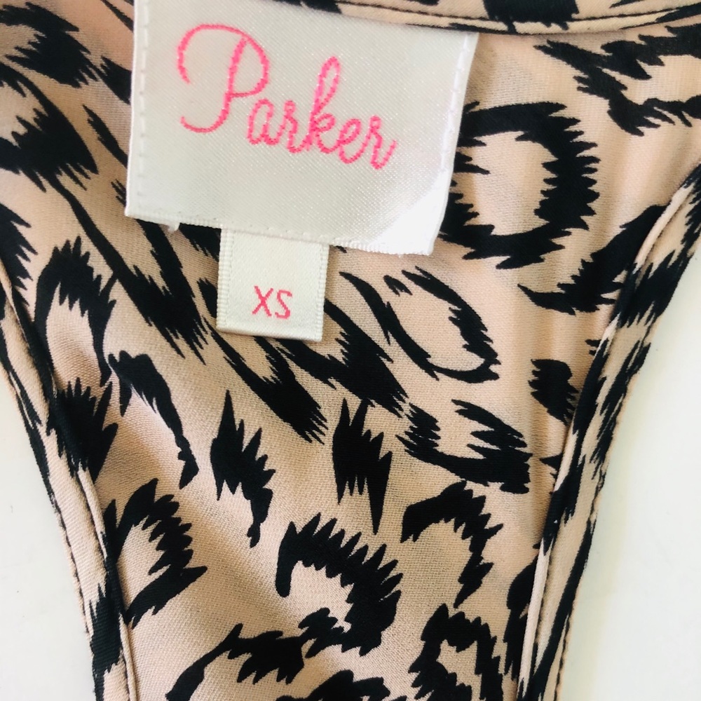 PARKER Silk Wrap Racer Back Ruffle Animal Print - Picture 6 of 6